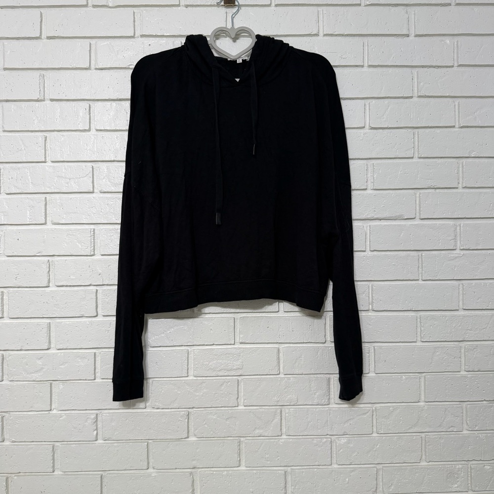 Z Supply Black Cropped Hoodie Women’s XL Buttery Soft Athleisure Pullover